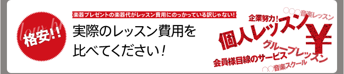 実際のレッスン費用を比べてください！